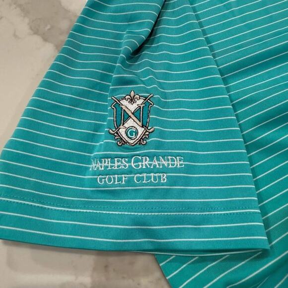 Nike Golf Tour Performance DriFit Polo Mens XL Teal Stripe NaplesGrande GolfClub - Picture 4 of 7